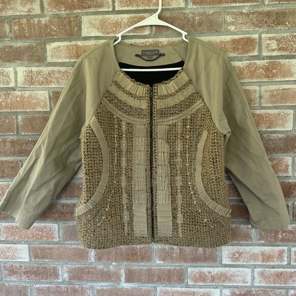 Sachin + Babi Ankasa Zip Up Mohair Wool Blend Beaded Jacket Size 6 - Picture 1 of 7